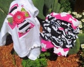 Zebra and Chevron Cross Top...Onesie or shirt with Ruffled Bloomers Set...0-3m to 5T