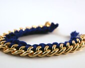 Royal Blue // Gold Plated // Woven Curb Chain Bracelet