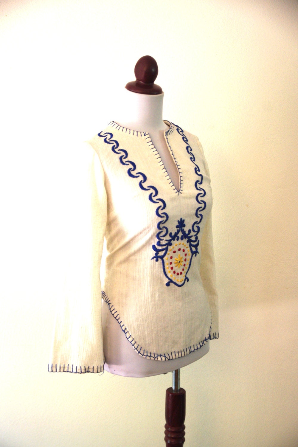 Vintage 1960s Gauzy Cotton Boho Hippie Blouse