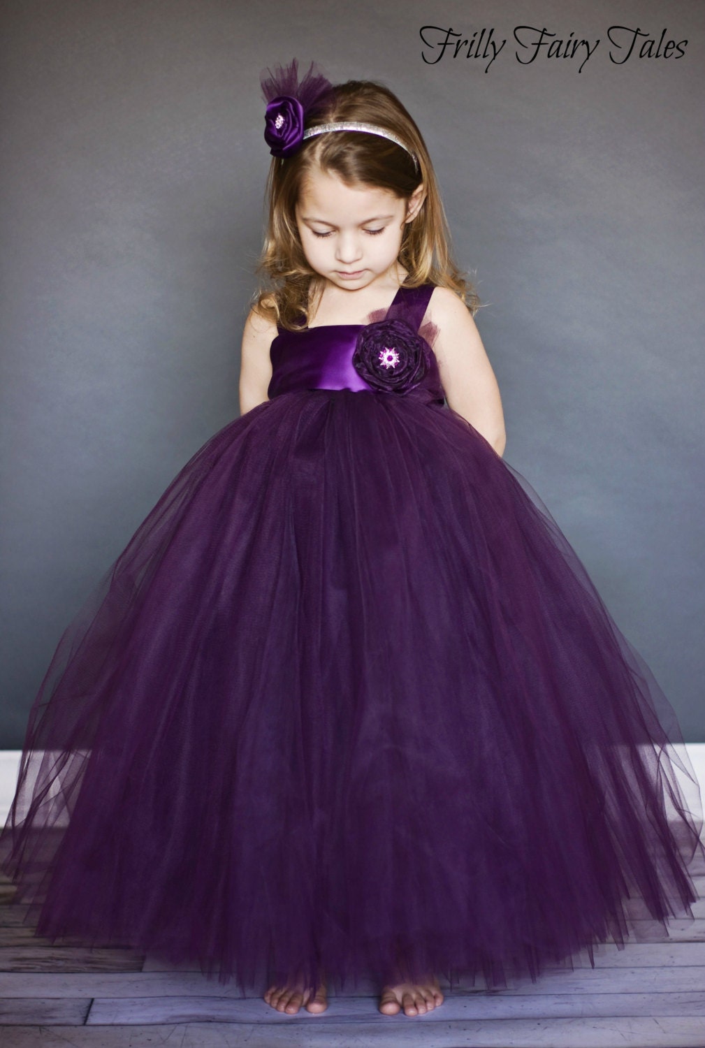 Plum Flower Girl Dress