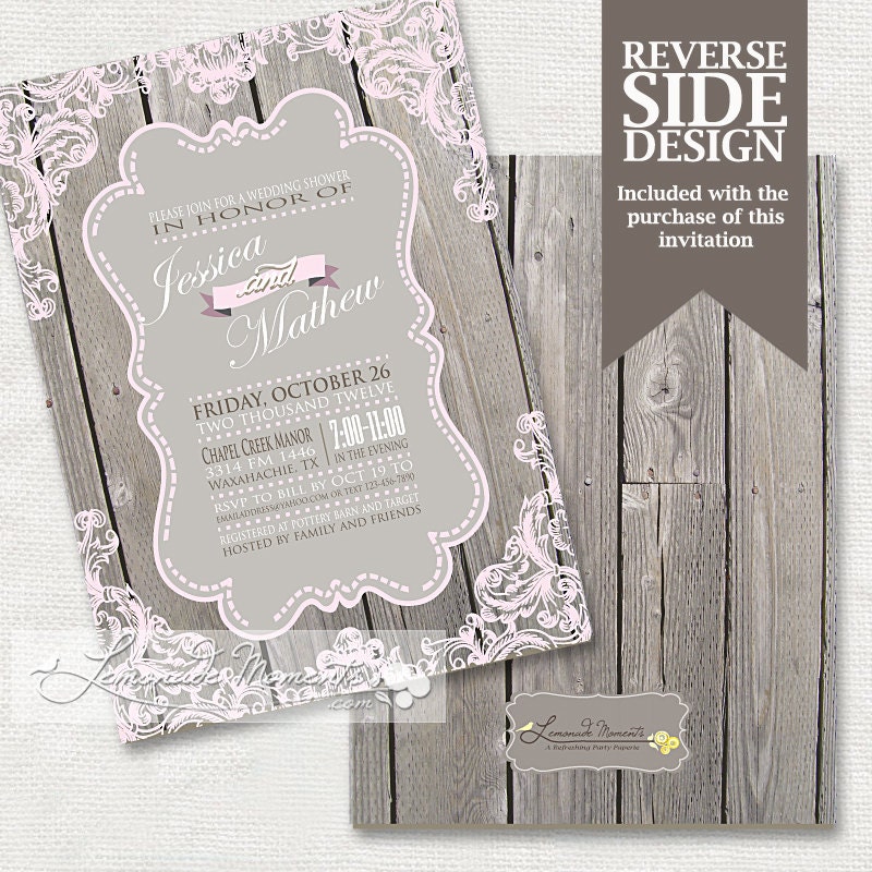 Rustic Wedding Invitation / Rustic Invitation / Wood and Lace - PRINTABLE INVITATION DESIGN