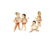 Vintage 1960s Toddler Sewing Pattern Girls Yoked Top Pants Apron Bloomers Size 2 Toddler Simplicity 4018