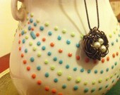 Miniature Wire Wrapped Bird's Nest Necklace (Aluminum)