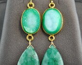 Mothers Day Sale - Emerald Earrings - Drusy Earrings - May Birthstone Earrings - Emerald Jewelry