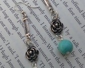 Turquoise Rose Earrings Magnesite Romantic Earrings Shabby