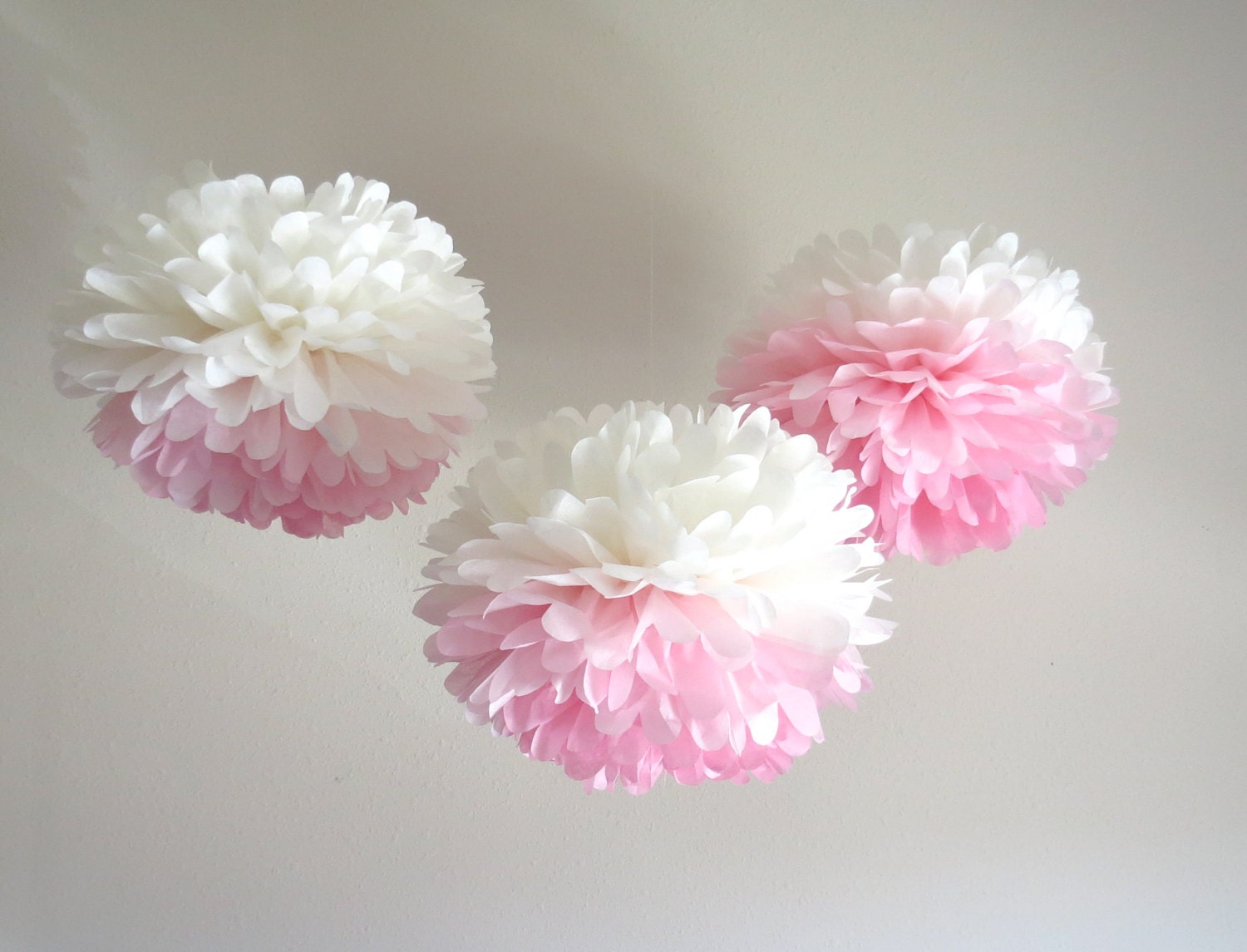 Ombre Pink Paper Pom-Poms - 5 Piece Collection - Weddings - Modern - Romantic - Bridal Shower - Photo Prop - Birthday - Nursery