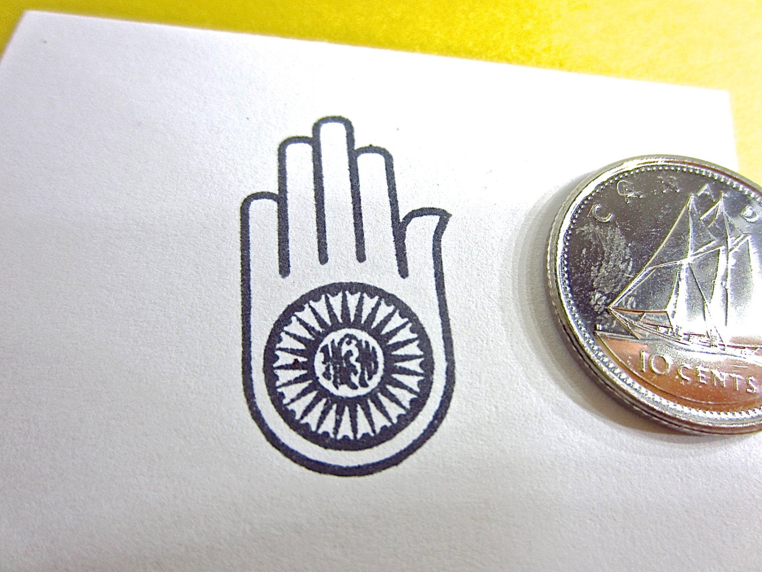HAMSA Ahimsa Rubber Stamp Non Violence Non Harming Symbol 1 inch tall