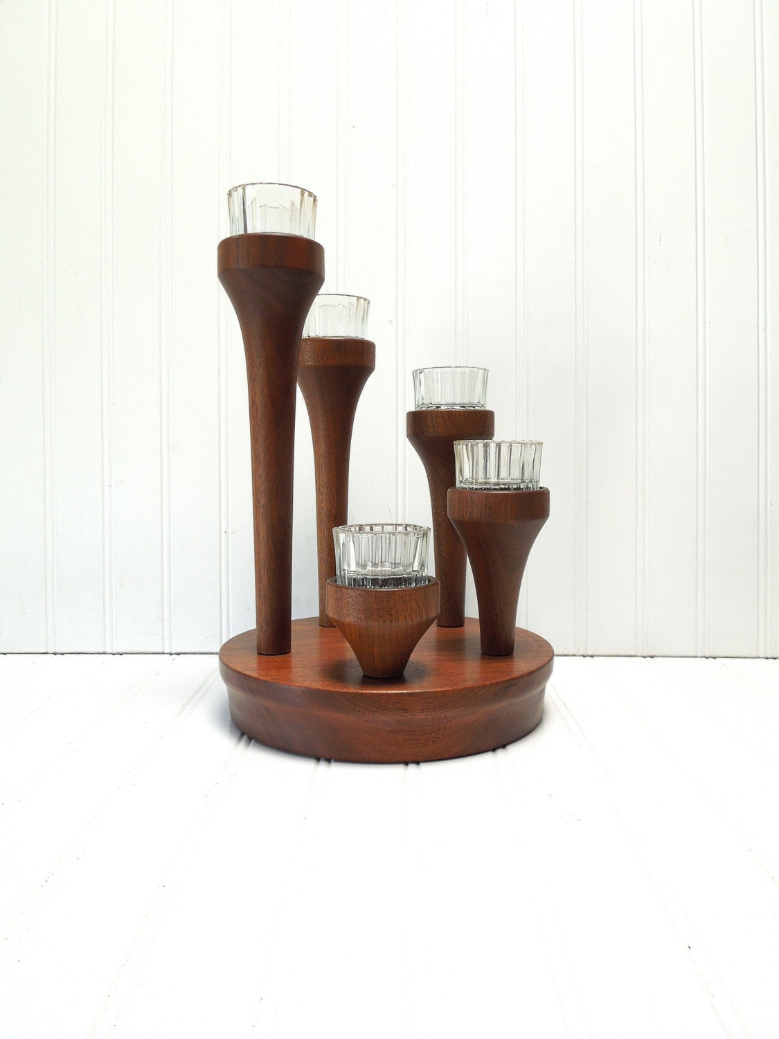 Mid Century Teak Candle Holder Danish Modern Candle Sticks