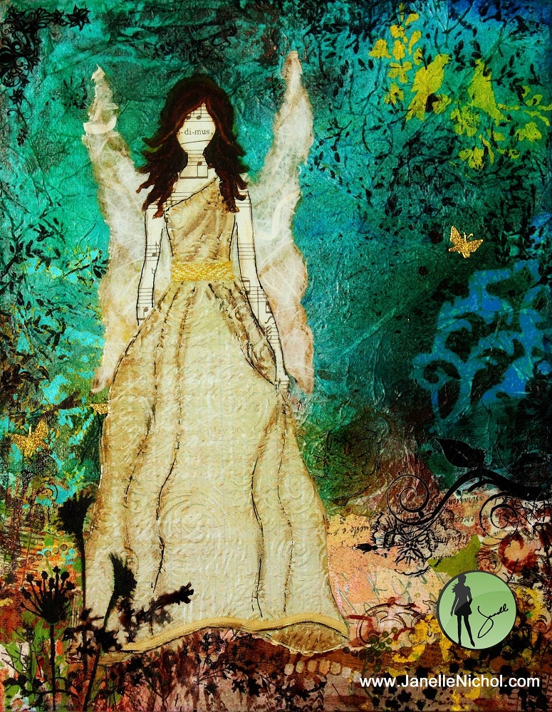 Angel In the Garden - Inspirational Art print by Janelle Nichol
