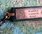 Co-ordinate Location Keychain Longitude Latitude Leather Cuff Date Keyring