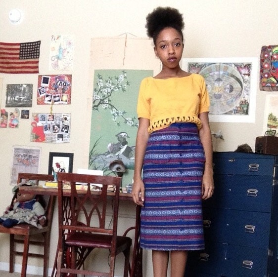 VTG. Tribal Print Skirt - Bobbie Brooks