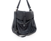 Black Leather bag , leather shoulder bag- Tote bag