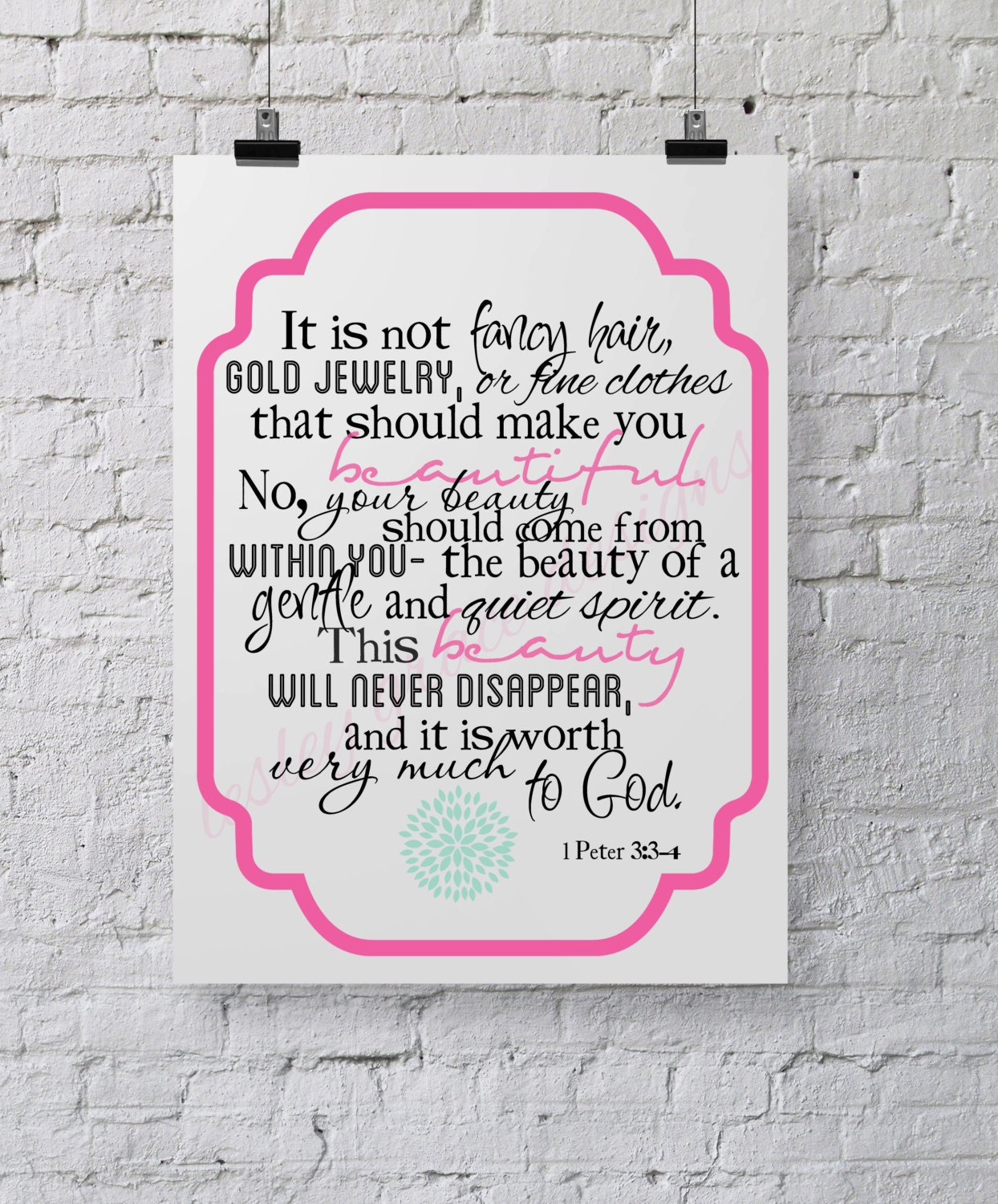 Beauty from within... Typography Art, 11x14