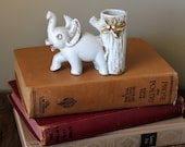 Elephant Toothpick Holder Vintage Tooth Pick Appetizer Ceramic Figurine White Gray Grey Mid Century Retro Serving Kitchen Home Decor Japan