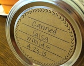 Mason Jar Labels - Chevron Border - Wide Mouth 2.5" - Set of 6 - Kraft Paper