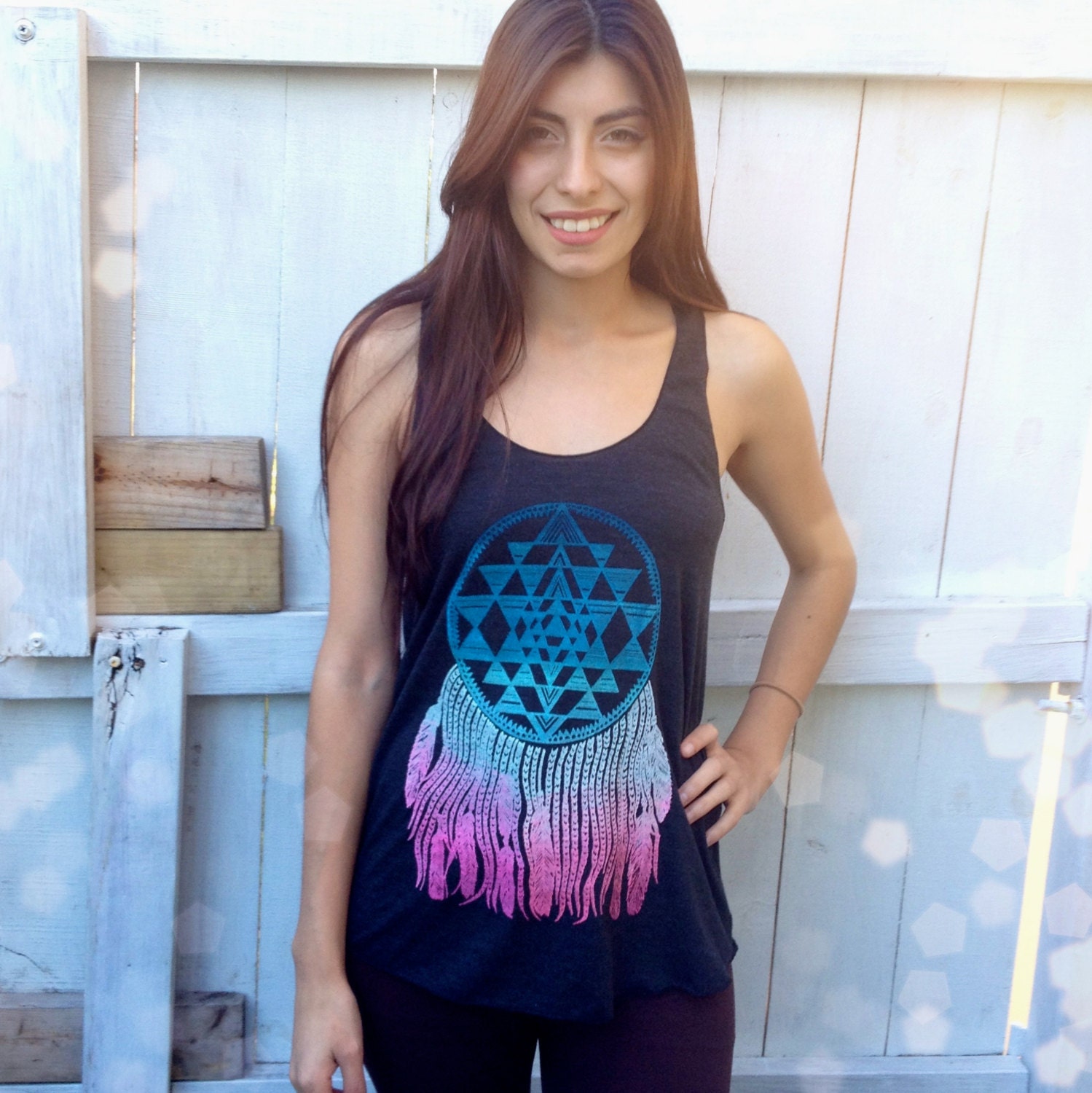 SRI YANTRA OMBRE Dream Catcher Racerback Tank