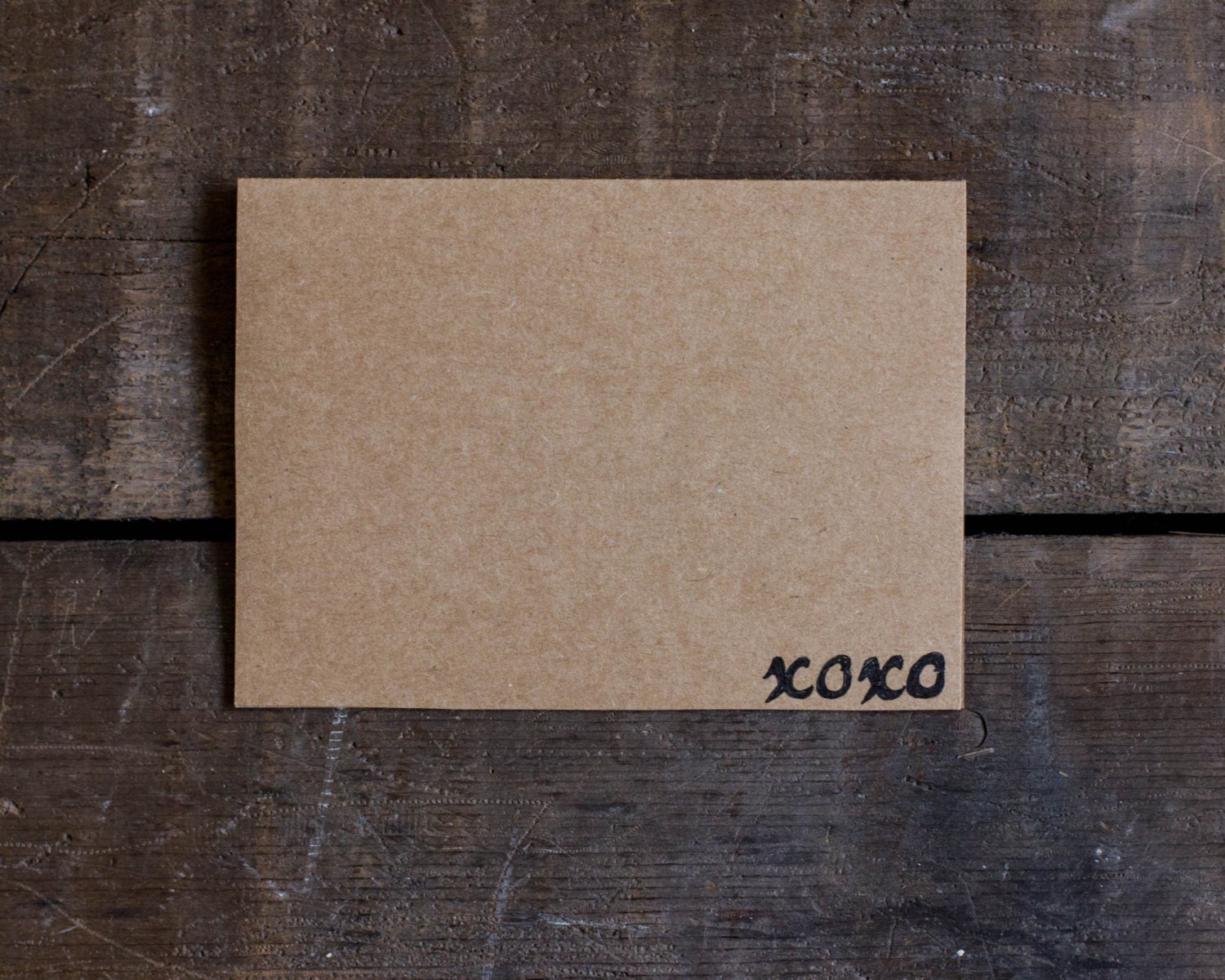 Valentines Day - Blank Card - XOXO - Paper Goods - Blank Greeting Card - Handmade - Rustic - Brown and Black