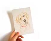 5x7 Custom pet portrait, watercolor original painting dog cat animal pet lover painting handmade wall art gift