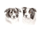 8.5x11, 2 Custom pet portrait, original watercolor painting dog cat animal pet lover painting handmade wall art gift