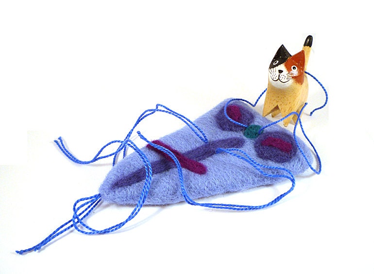 Blue Giardia Wool Catnip Cat Toy - Needle Felted Wool