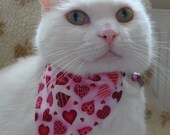 Cat Bandana -  Pink Romantic Hearts design