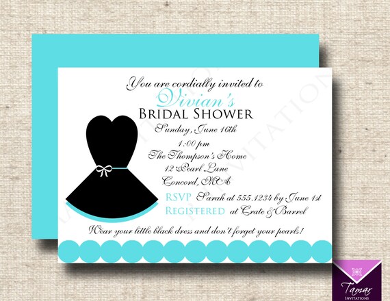 Printable Breakfast at Tiffanys Bridal Shower Invitation , Little Black Dress - with Printable Back Il_570xn