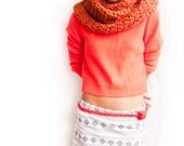 Burnt Orange Chunky Wool Infinity Scarf //  Crochet Cowl // Spice Circle Scarf // Neck Warmer // Shawl - Under 50 Dollars