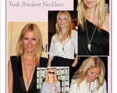 Silver Tusk Pendant Necklace Long Layering Necklace Silver Tooth Necklace