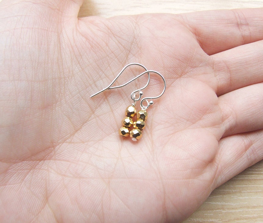 Pyrite Bar Earrings. Sterling Silver