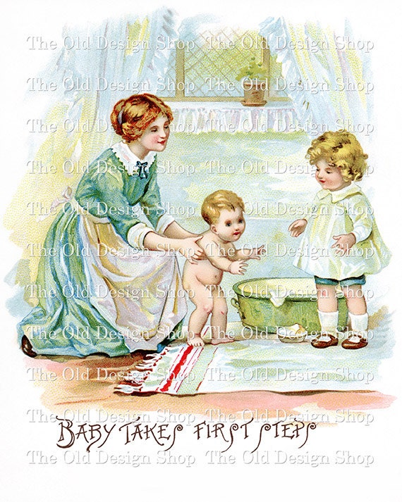 Vintage Baby Digital Printable Clip Art Image for Cardmaking Mixed Media Graphic Design Etc