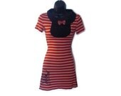 Red Pink Striped Pin Up Rockabilly Retro Inspired Dress Peter Pan Collar Cheetah Print Bow Skull Print Womens Clothing Size Small