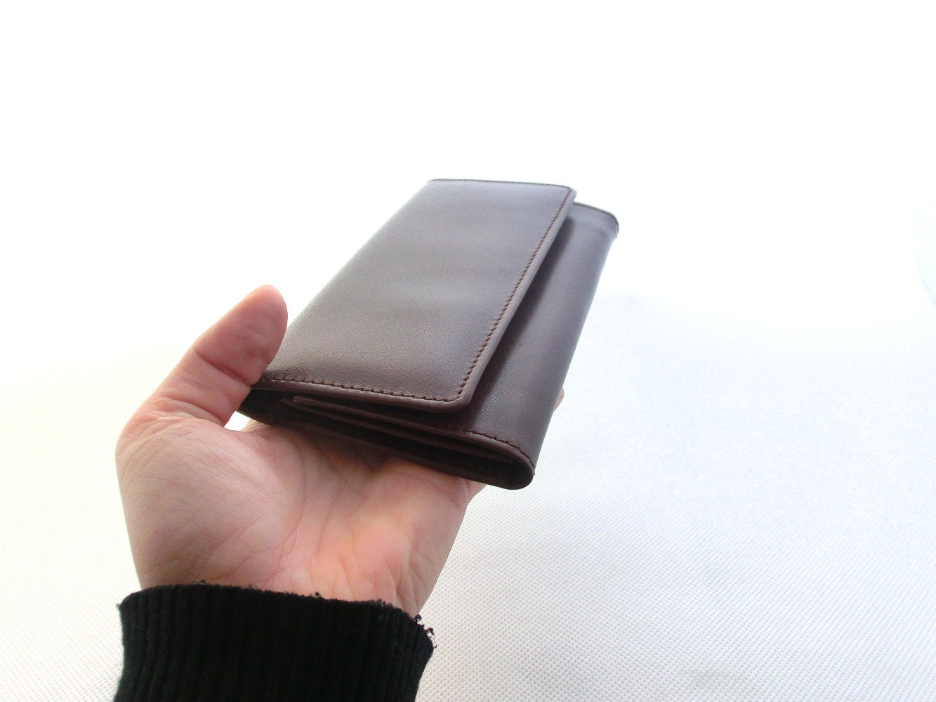 Vintage brown leather wallet 80s