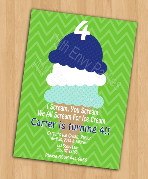 ICE CREAM Party Invitation - Printable - you choose colors Il_170x135