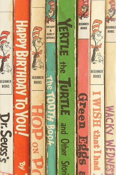 Dr. Seuss Vintage Books, Reading, Childhood Nostalgia, Soft Dreamy Softly Focused Rustic Nursery Decor, 8 x 10 Fine Art Print