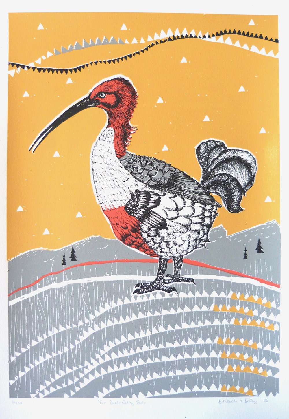 The Red Snail-Eating Dodo // original hand-pulled screenprint for Ghosts of Gone Birds