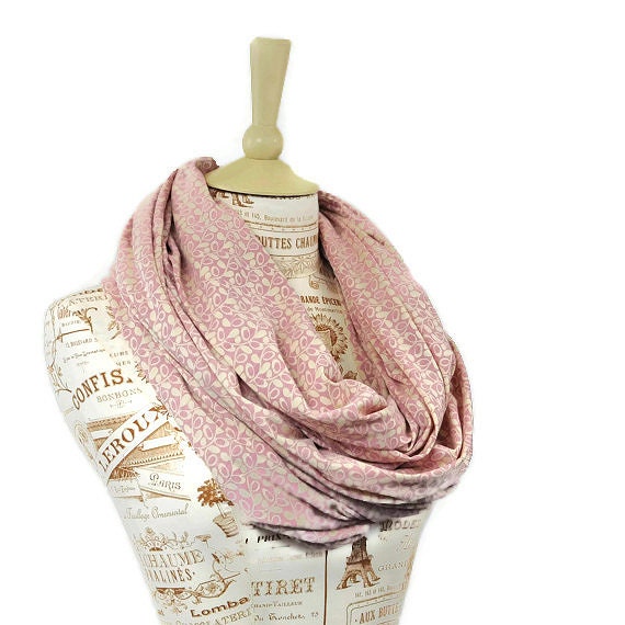 Pink Floral Infinity Scarf Mauve Pink Boho Circle Spring
