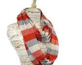 Orange Striped Infinity Scarf Color Block Cream Apricot