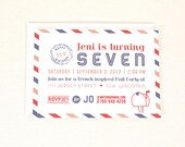 Mail Birthday Party Invitation Postage Red & Blue - digital printable PDF file by Sweet Potato Shop