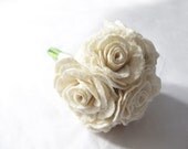 Bridal Bouquet Wedding Flowers Rose Flower Bouquet- Unique Wedding Bouquet with Swarovski crystal White / Ivory