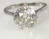 Reserved....2.27ct Antique Vintage OLD EUROPEAN ROUND Cut Diamond Engagement Ring in Platinum