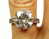 Reserved....1930s...3.13ct Antique Vintage OLD EUROPEAN ROUND Cut Diamond Engagement Ring in Gold