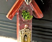 Bird House Necklace Pendant Steampunk Gothic Wood