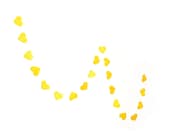 Laminated garland with paper yellow hearts, water resistant