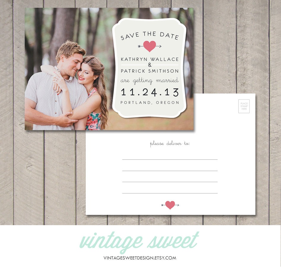 Save the Date Postcard (Printable) by Vintage Sweet