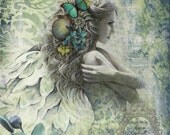 OCEAN GARDEN Victorian inspired ocean angel art print, 8 x 10 in size