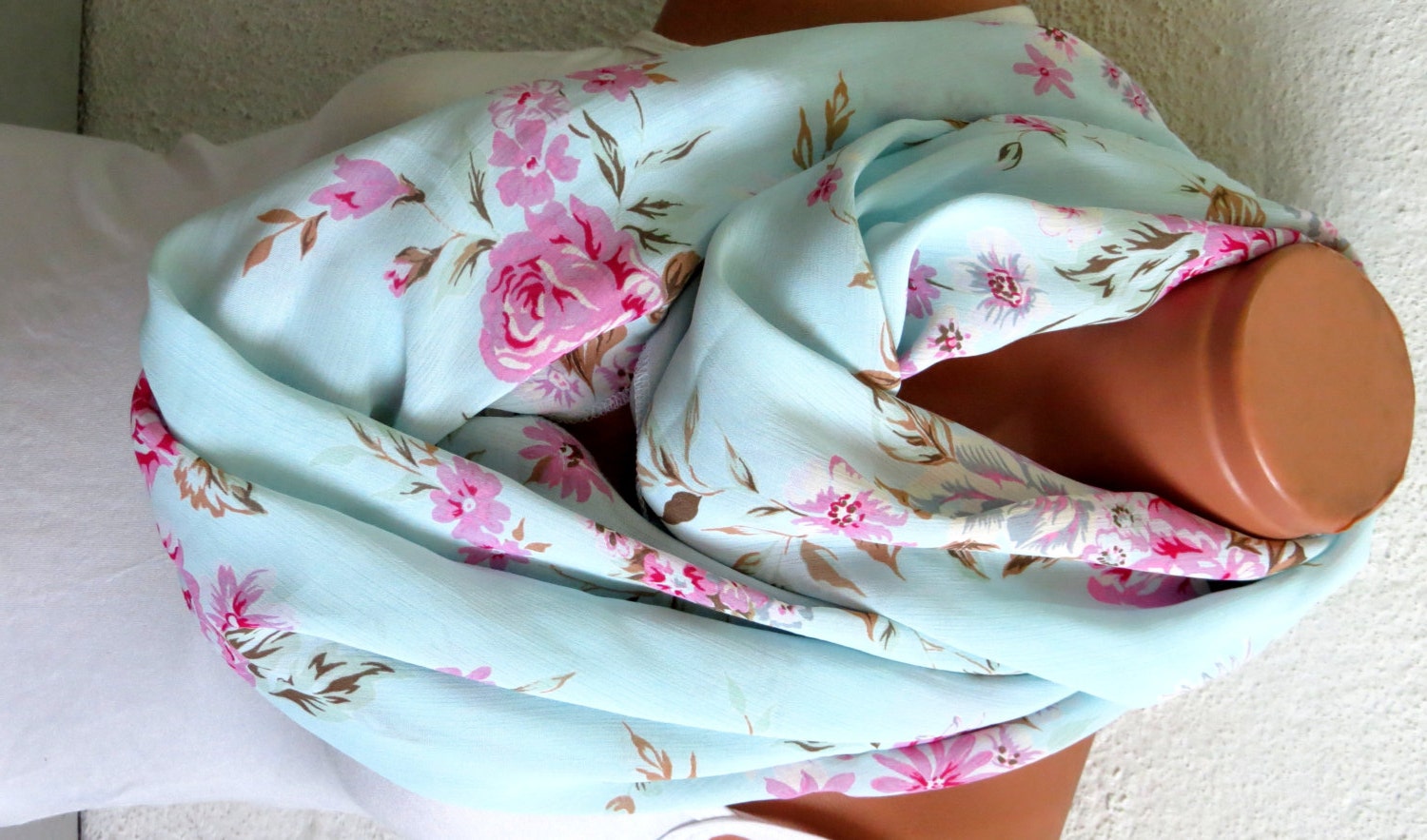 Infinity Scarf Floral Print Circle Loop Scarf Women's Fashion Accessories Mother's Day Gifts for Her Aqua, Pink Greens