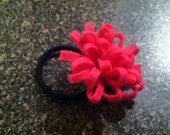 Hot Pink Pom Pom Flower Pony Tail Holder