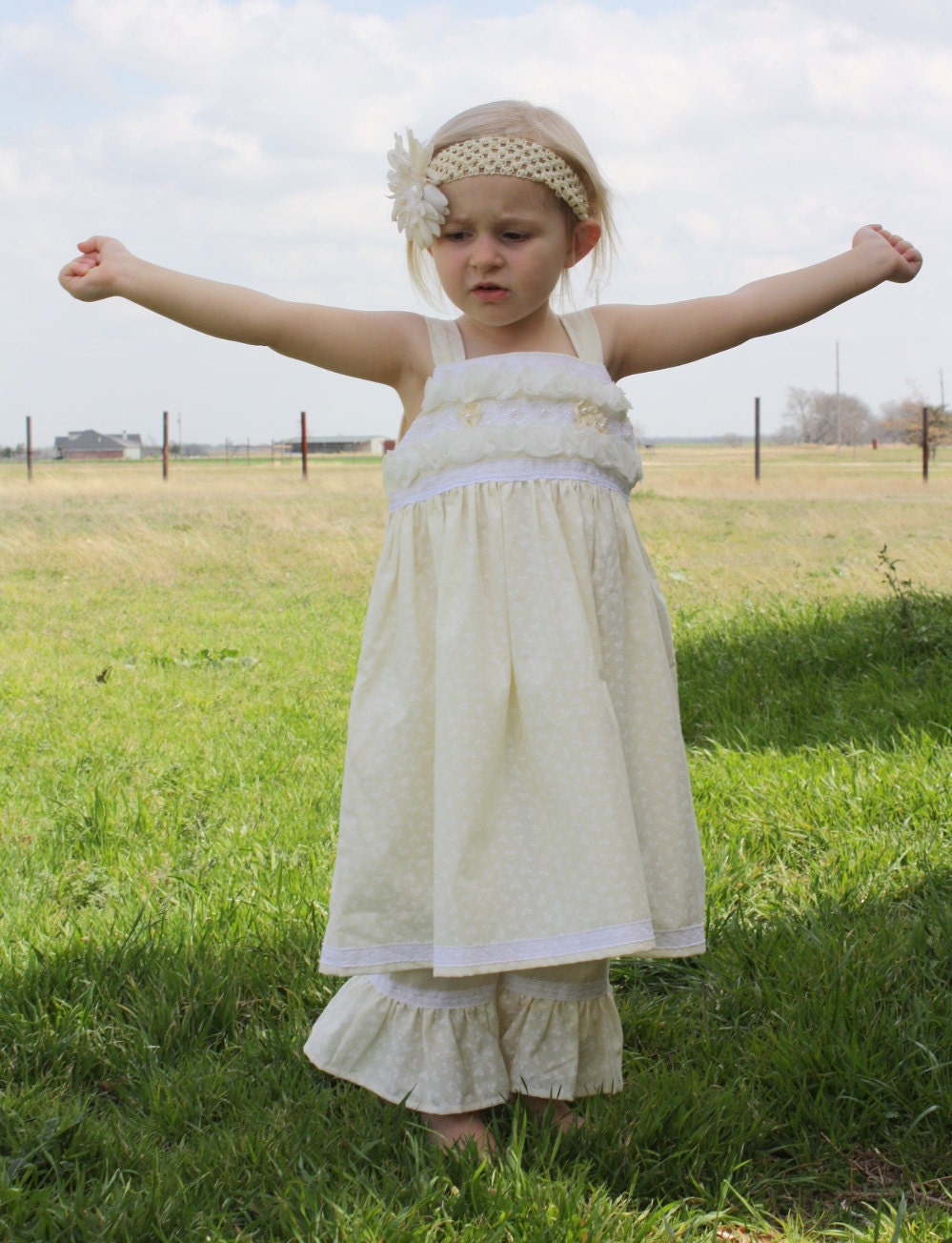 Girls Dress Spring Summer Shabby Chic Beach - Girls Size 5, 6, 7