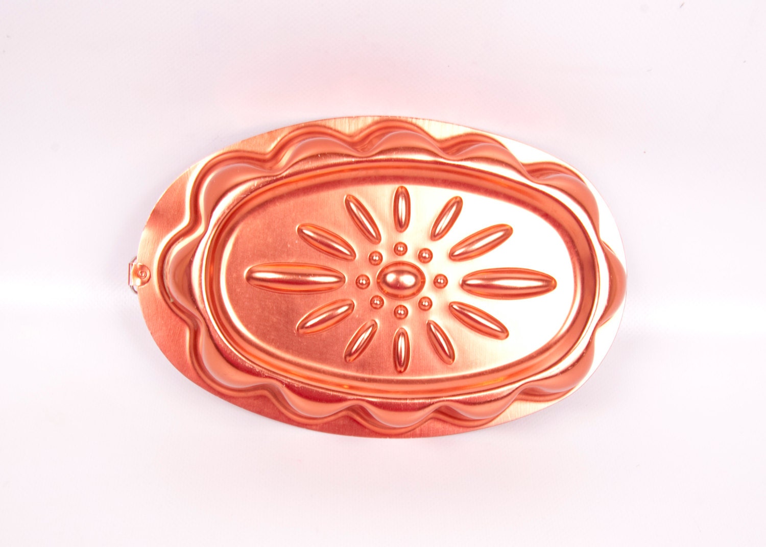Vintage Copper Jello Mold MIRRO Aluminum Cake Pan Floral Design 1950s Kitchen Decor