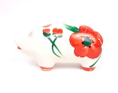 Vintage Piggy Bank Pearl China Co Red Poppy Design Hand Painted Made in Japan